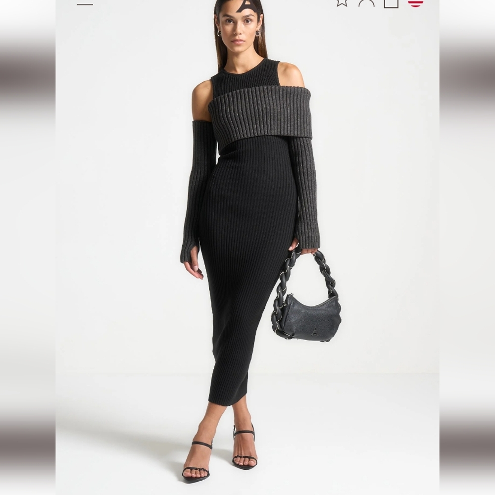 🕶Overlay Knitted Midaxi Dress Black& Gray🕶 - Picture 2 of 12